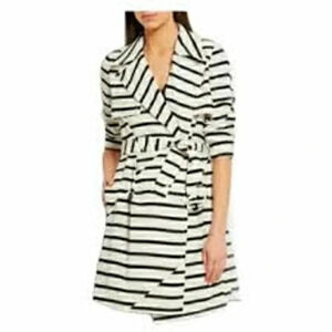 Madewell Parcel Striped Long Sleeve Double Breasted Belted Trench Coat Small